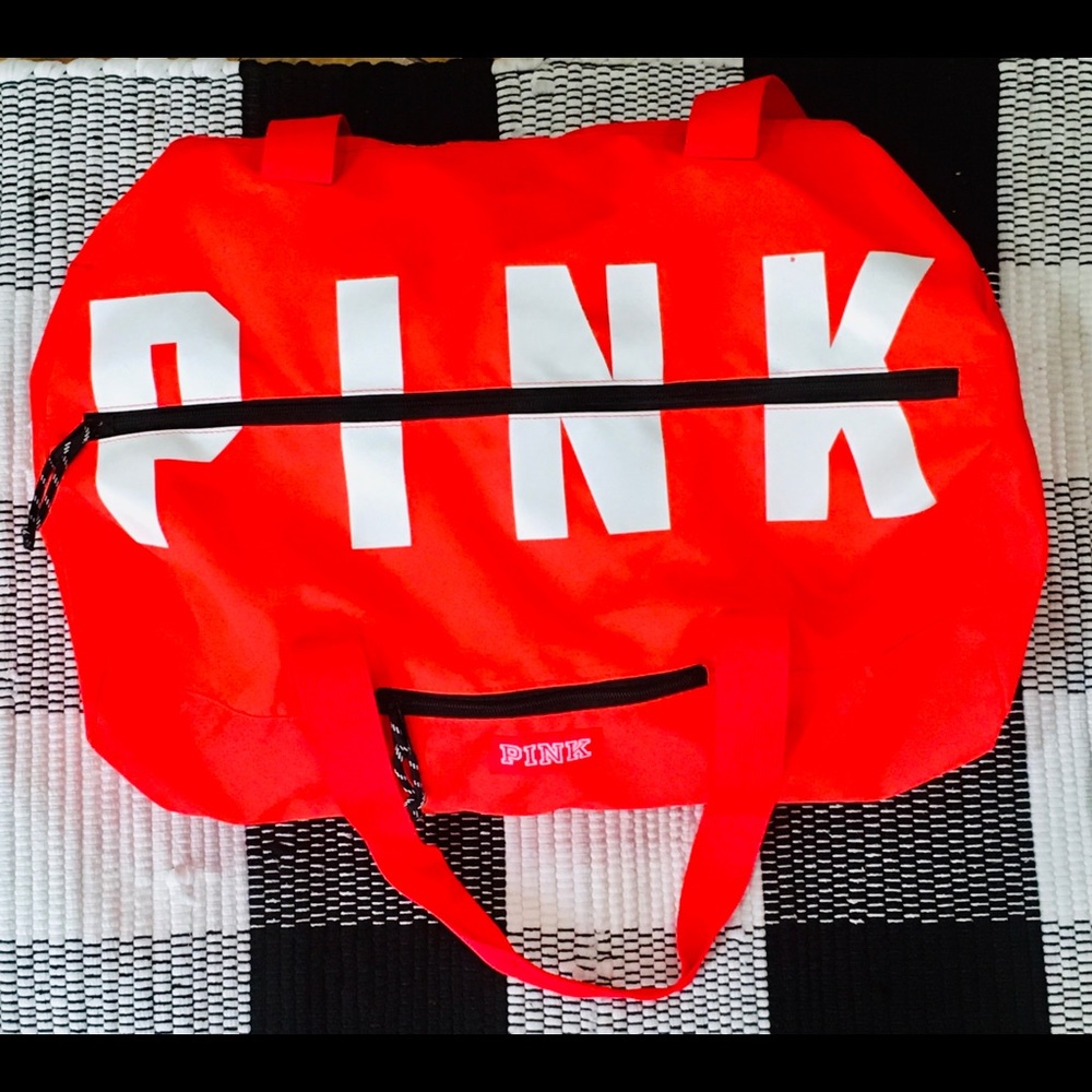 Victoria Secret Pink duffle bag Red Travel vacation large canvas